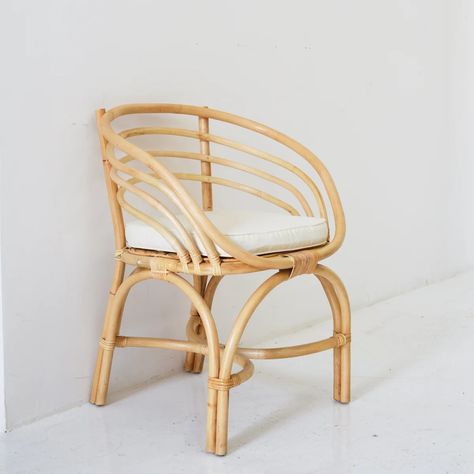 Compact Rounded Cane Chair