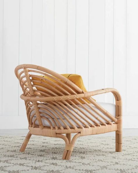 Curved Backrest Cane Armchair