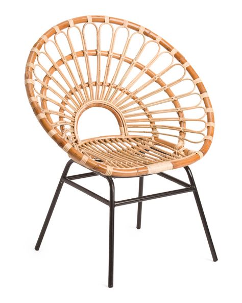 Sunburst Rattan Chair with Metal Legs